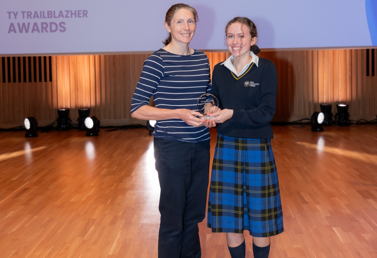 Freya McGaley, Naas Community College, Co. Kildare with Award Presenter Patricia McLoughlin, Principal Engineer, Intel Ireland