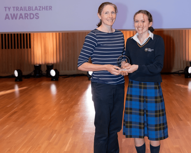 Freya McGaley, Naas Community College, Co. Kildare with Award Presenter Patricia McLoughlin, Principal Engineer, Intel Ireland
