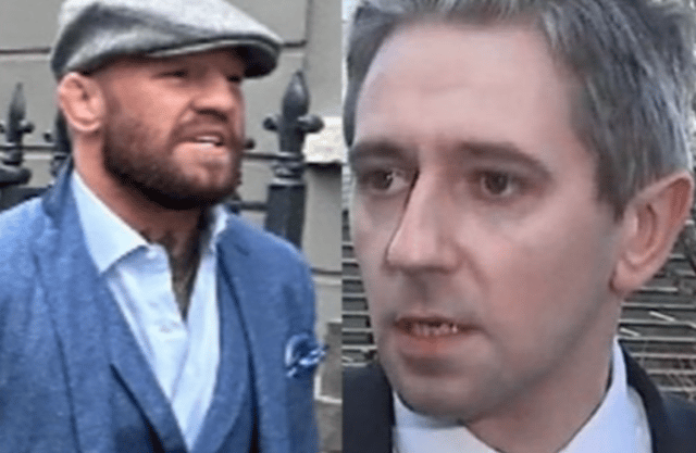 Former MMA fighter Conor Mcgregor and Tánaiste Simon Harris PICTURE: X/@CilComLFC