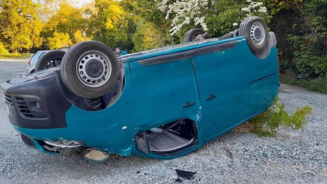 Four vehicles were overturned, a construction vehicle was driven into a river, and wires on four CCTV units were cut