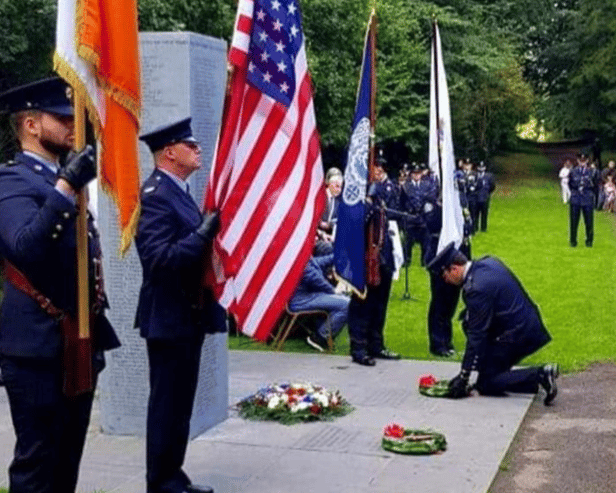 Kildare Gardaí at the 9/11 memorial in Donadea Forest Park