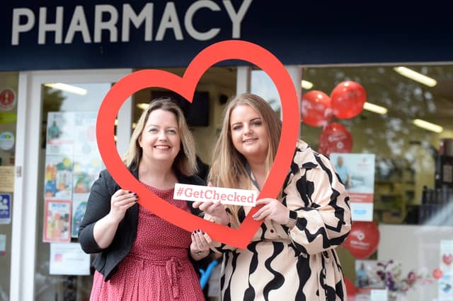 Janis Morrissey, the Director of Health Promotion with the Irish Heart Foundation (LEFT) with Sarah Leadbetter, Pharmacy Field Business Developer with Fleming Medical (RIGHT). Photo: Justin Farrelly.