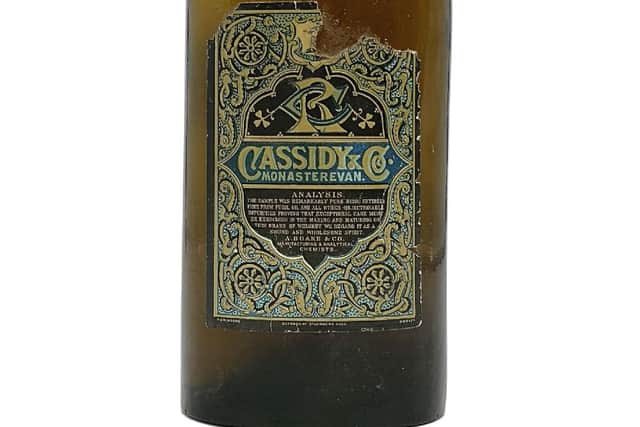 The vintage bottle of Cassidy's Whiskey was found wrapped in a newspaper dated 1899 in a doctor’s Gladstone bag in a wardrobe.