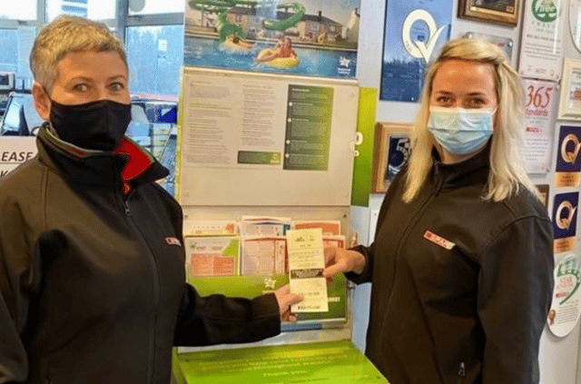 Pic Supplied: Crookstown Service station celebrate €500,000 EuroMillions Plus win