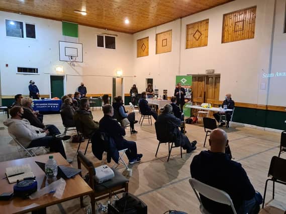 The attendance at the launch of the Kidoon Community Alert Scheme in Nurney GAA / PHOTO: KILDARE GARDA DIVISION