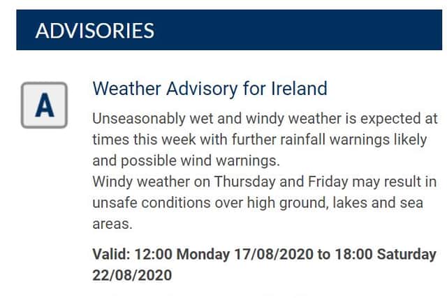"May result in unsafe conditions" Met Eireann issues six-day weather alert