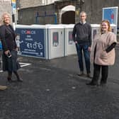 Michael Dunne, and Director Louise Murphy of Cyc-Lok, Naas, with Co. Kildare Mayor, Suzanne Doyle; KCC Executive Engineer Diarmuid Donohue and Road Safety and Cycling Officer Declan Keogh in Naas.
