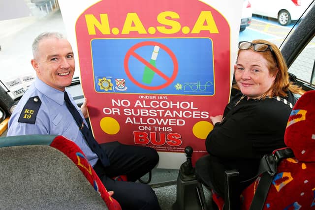 Sgt Gavin Dunphy (Community Policing Kildare Co Council) and Cathaoirleach Suzanne Doyle at the launch of No Alcohol or Substances Allowed (NASA)
