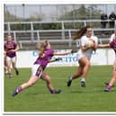 Confey's Sarah Munnelly breaking up a Wexford attack. Photo Pat Tinsley