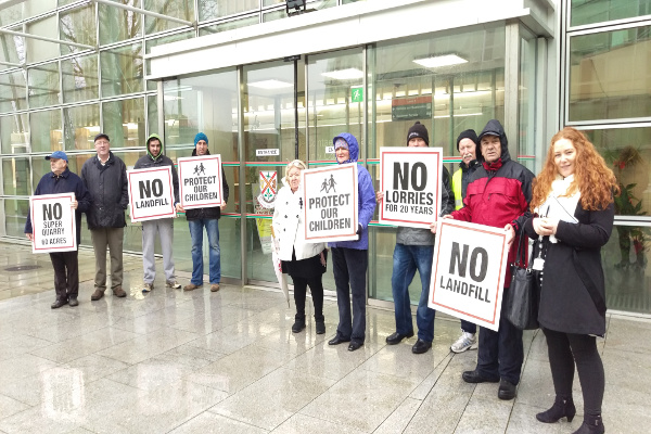Protesters gather outside Kildare County Council office demanding answers