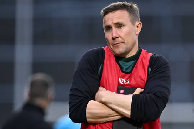 Kildare manager Brian Flanagan during the closing moments of the GAA Football All-Ireland Senior Championship Round 1 match between Galway and Kildare at Pearse Stadium in Galway. Photo by Piaras Ó Mídheach/Sportsfile
