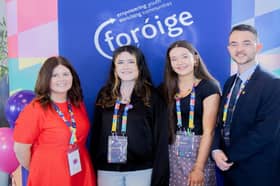 Bernie Meally (Southeast Area Manager) with Youth MC’s Teagan Emmett
(Castlecomer Foróige) and Niamh Allen (Narraghmore Foróige Club) and Wayne
Travers (Foróige Chairperson)