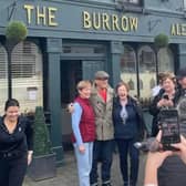 Bruce Springsteen posing for photographs with fans during his 2025 visit to Rathangan