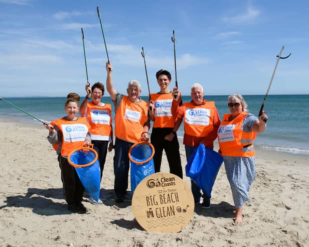 Pictured are members of Rosslare Tidy Towns Group: (L-R) Olga Zhyvytsia, Margret Hartigan, Micheál Delaney, Dima Plysuk, Pat Doyle and Sharon Fox. They all took part in a beach clean at the Big Beach Clean launch at Rosslare Strand in County Wexford