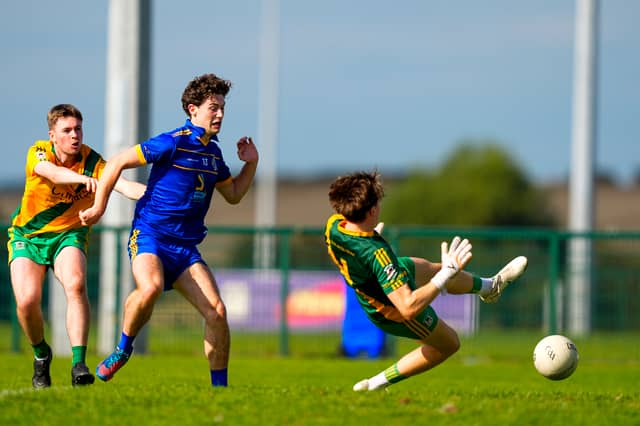 Ellistown forward Tadhg Watson scores the games only game in his sides win over Two Mile House in Round 2 of the Kildare IFC