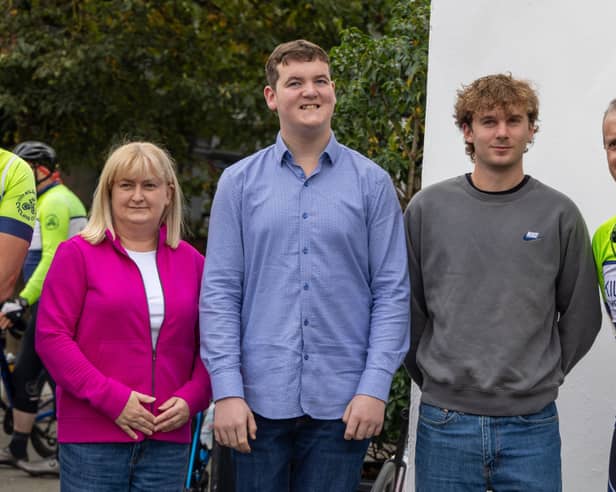 Members of Kildare Cycling Club and Derrick Cunningham's family at the recent launch of the challenge