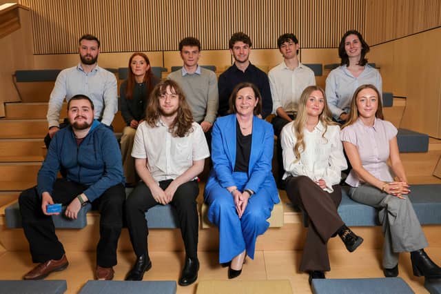 Pictured at ESB's graduate induction event at its Dublin head office, alongside Deputy CEO Marguerite Sayers, are (back, l-r): Killian Bourke (Wicklow), Katelyn McIntyre (Kildare), John McElhinney (Wicklow), Shane Gillespie (Kildare), Finn Kinsella (Wicklow) Katie MacNamara (Kildare); (front row, l-r): Eoin O'Keefe (Kildare)
Lorcan Greaves (Kildare) Sadhbh Mullarkey (Kildare) and Aobhin O'Hanlon (Kildare)