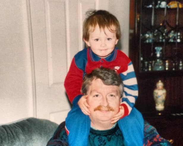Conor Wynne on his later father Brian's shoulders