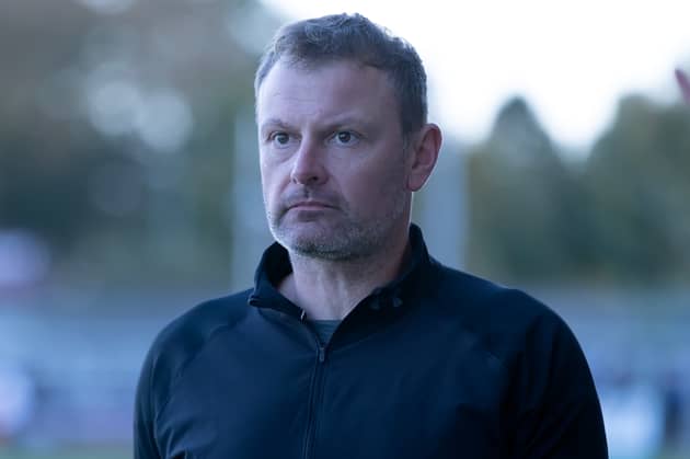 The determined look of Maynooth Senior Football Manager Ross Glavin as he guides his side to their first Kildare Senior Football Championship final in 110 years
