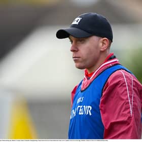 Vinnie Walsh during his time as Athy manager during the 2020 Kildare County Senior Football Championship Final match between Moorefield and Athy at St Conleth's Park
