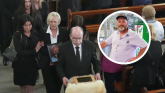 Unusual detail at Michael Gaine's funeral amid tears as murder suspect stays away