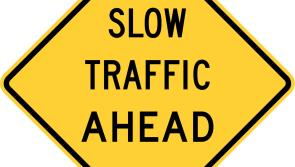 Traffic slow on  Straffan to Maynooth Rd (R406) approaching the roundabout off the M4