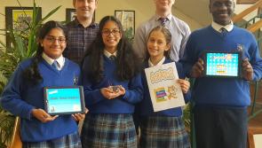 Students from Confey College in Leixlip taking part in final of national coding competition today