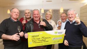 Kildare construction worker celebrates €500,00 EuroMillions win with pals at Lotto HQ