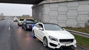 PICS: Garda&iacute; in Kildare arrest drunk-driver who crashed through roundabout on Sallins bypass