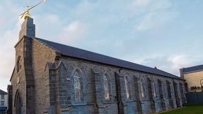 Christmas food hampers on offer outside Newbridge Town Hall this evening