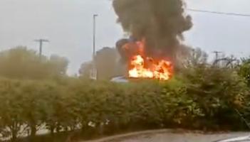 PHOTOS: Bus bursts into flames near Kildare border
