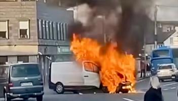 BREAKING: Kildare town centre is shut down as van bursts into flames at traffic lights