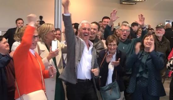 VIDEO: Watch ecstatic reaction of Brian O'Loughlin (FF) who was elected in Kildare LEA 