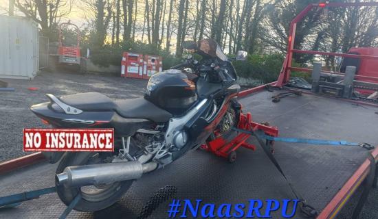 Motorcycle with no tax or insurance stopped by Kildare gardai
