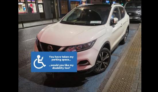 Vehicle parked in disabled bay in Kildare Town