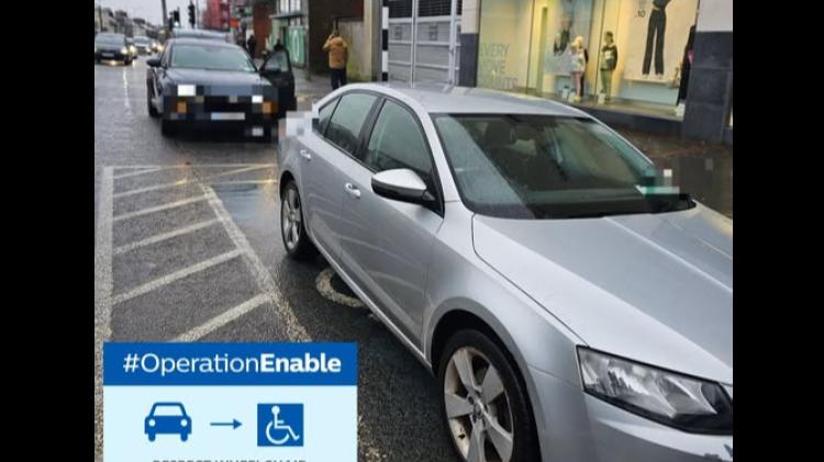 Vehicle parked illegally in disabled bay in this Kildare town