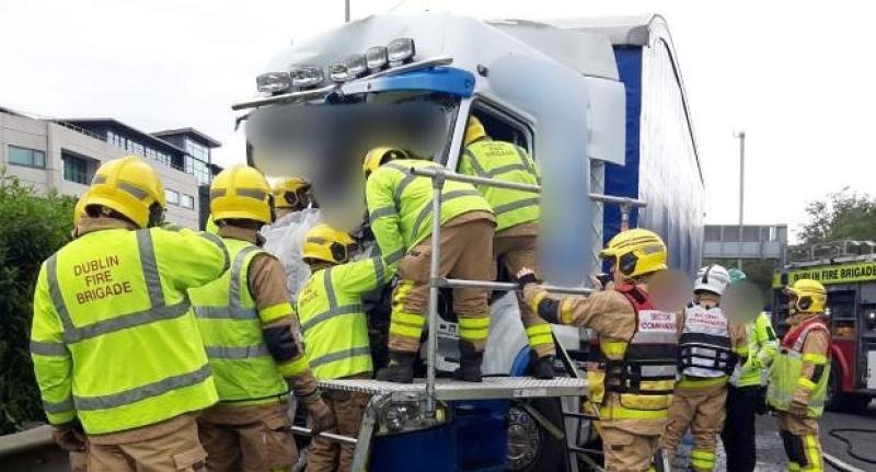 PHOTOS: Scene of N7 collision which caused lorry driver to be trapped in cab 