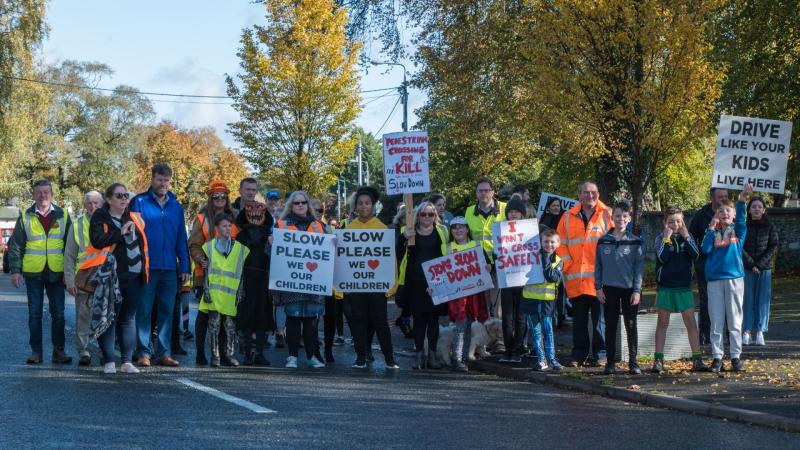 Residents in Kill turn out in force today for 'Silent March' over lack of pedestrian crossings