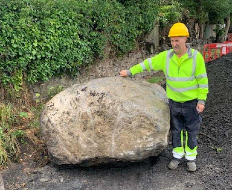 Ice age boulder uncovered during roadworks in the Midlands