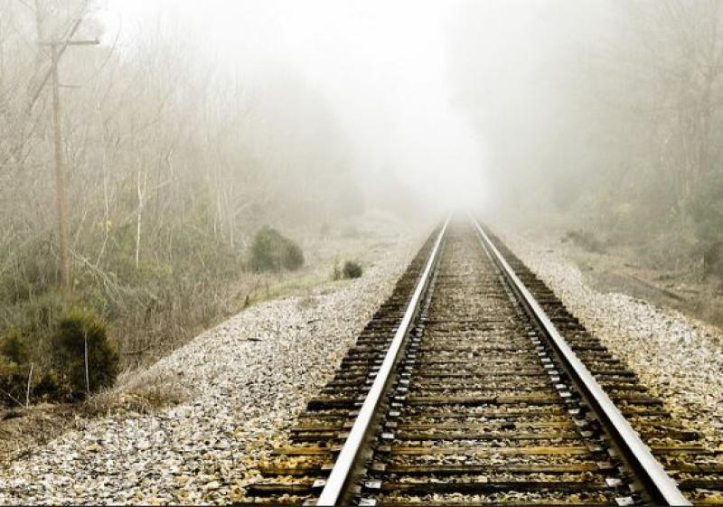 cloudy damp weather fog foggy rail tracks