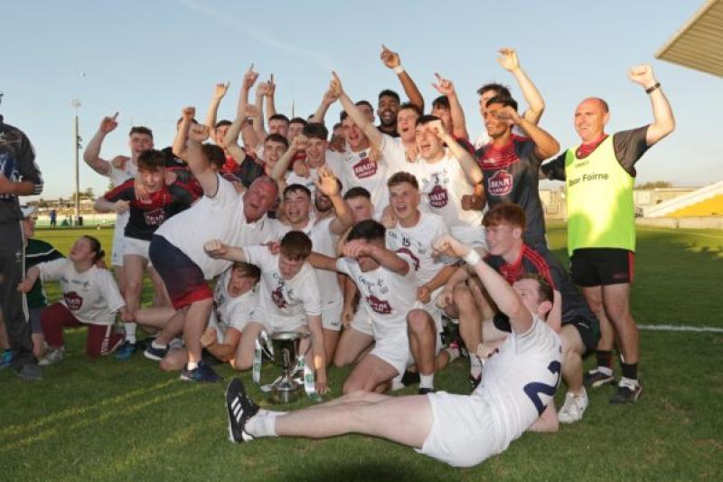 The Kildare side celebrate winning the Leinster U20 Football Championship title