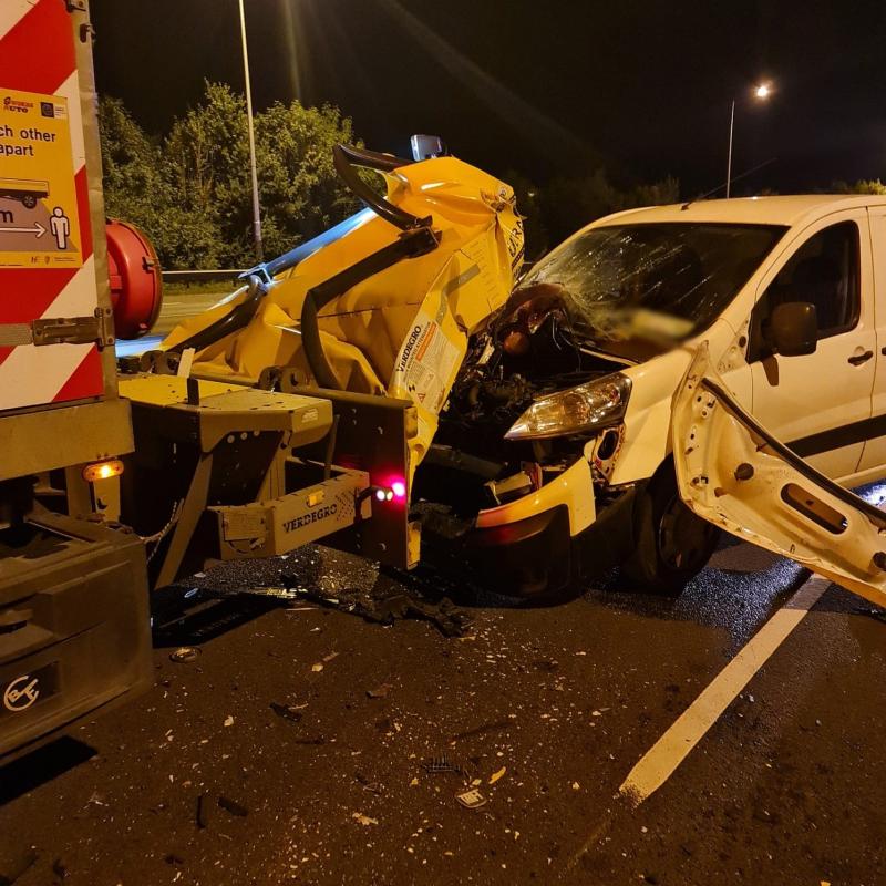 PHOTOS: Kildare gardaí arrest drunk driver who crashed into road work vehicle