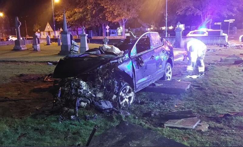 PHOTOS: Not a Halloween Prank: Car crashes through cemetery wall and damages graves 