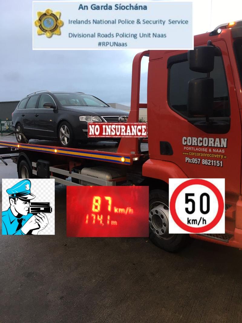 Driver caught speeding without licence or insurance in Derrinturn, County Kildare, gets car seized