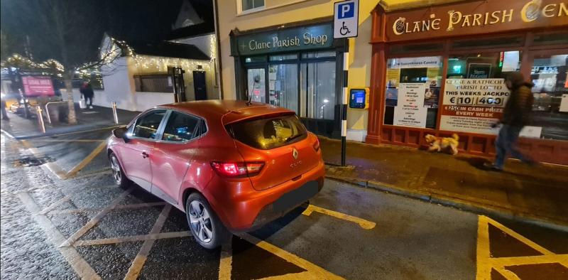 Motorist fined for parking in disabled parking bay in Clane, County Kildare without a permit