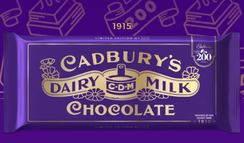 Chocolate brand Cadbury celebrates 200 years with return of retro bar wrappers