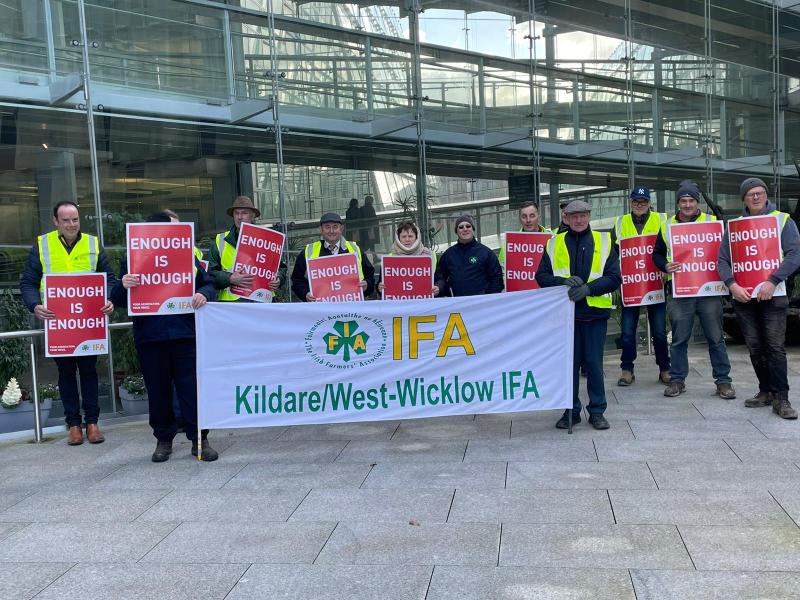 Irish Farmers Association protests outside of Kildare County Council's headquarters