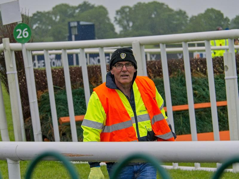 Naas candidate rushing from track to count centre between races