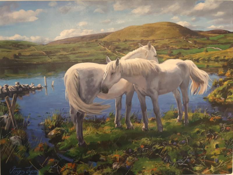 The above painting title "ONE" of  Lough Gabhair Co. Sligo by artist Fergus Lyons 