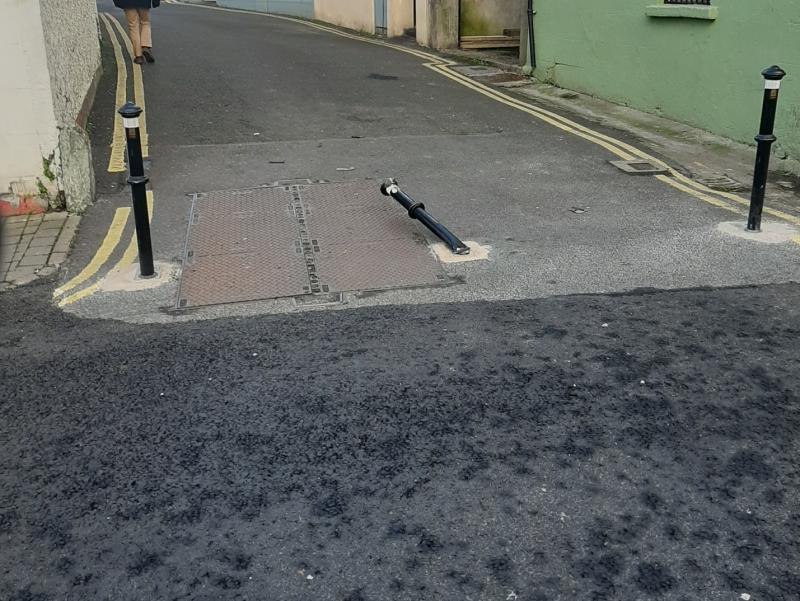 Controversial bollard damaged at town centre junction